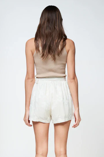 Apero - Valencia Embroidered Short - Cream - Image 5