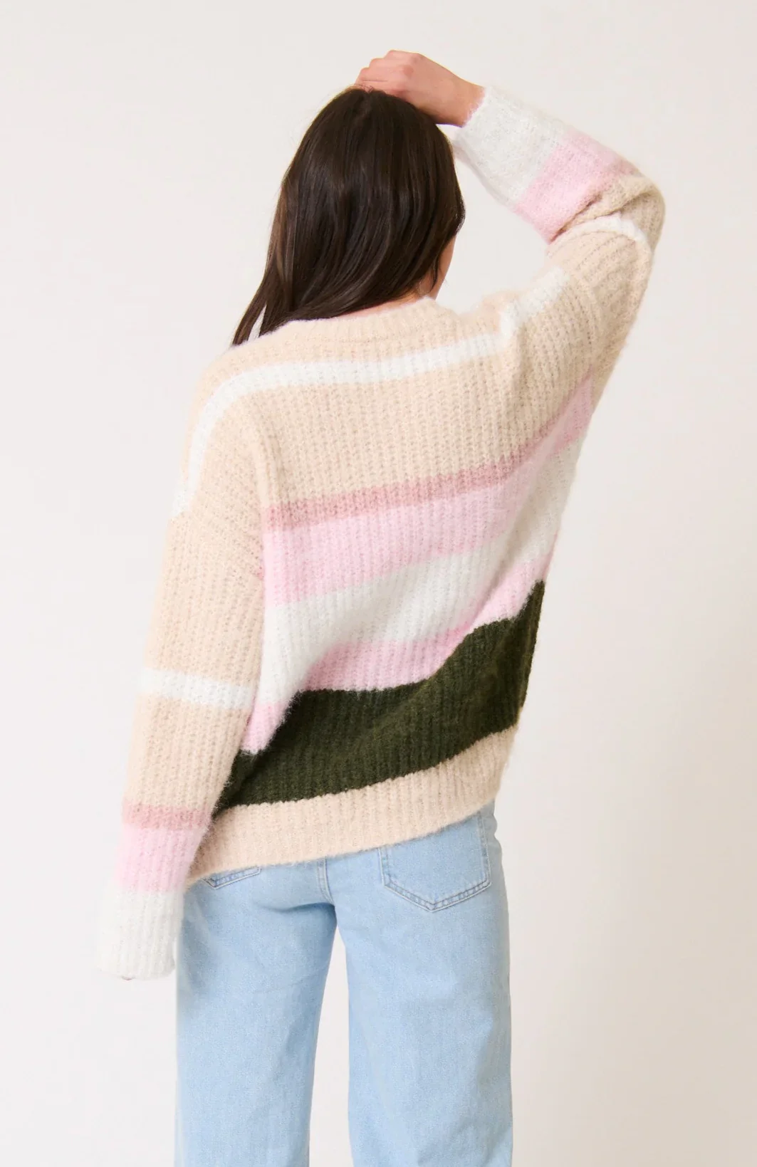Cartel & Willow - Kai Knit Sweater - Khaki Stripe - Image 4