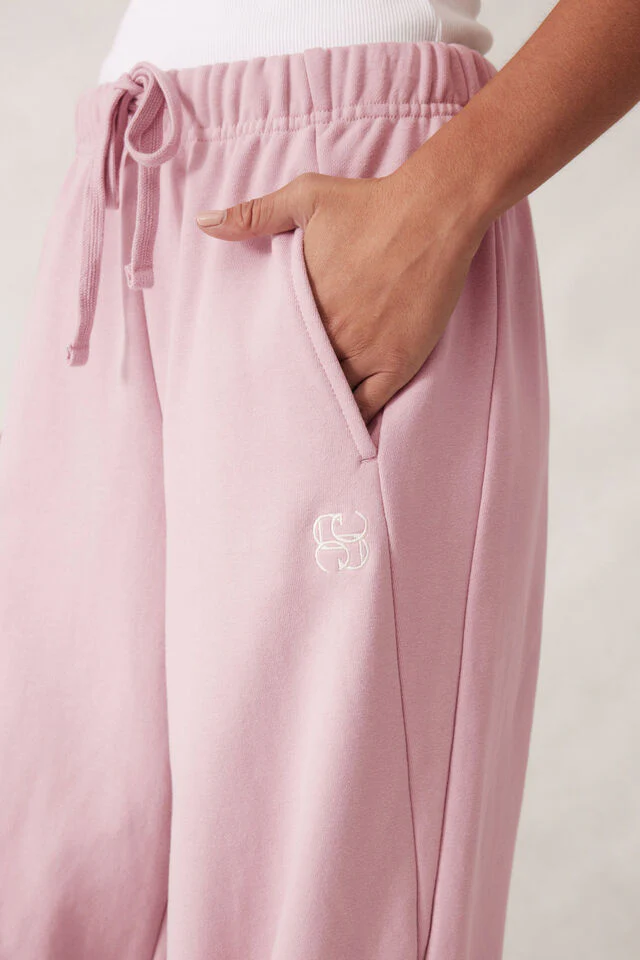 Ceres Life - Barrel Leg Trackpant - Blush Embroidery Logo - Image 3