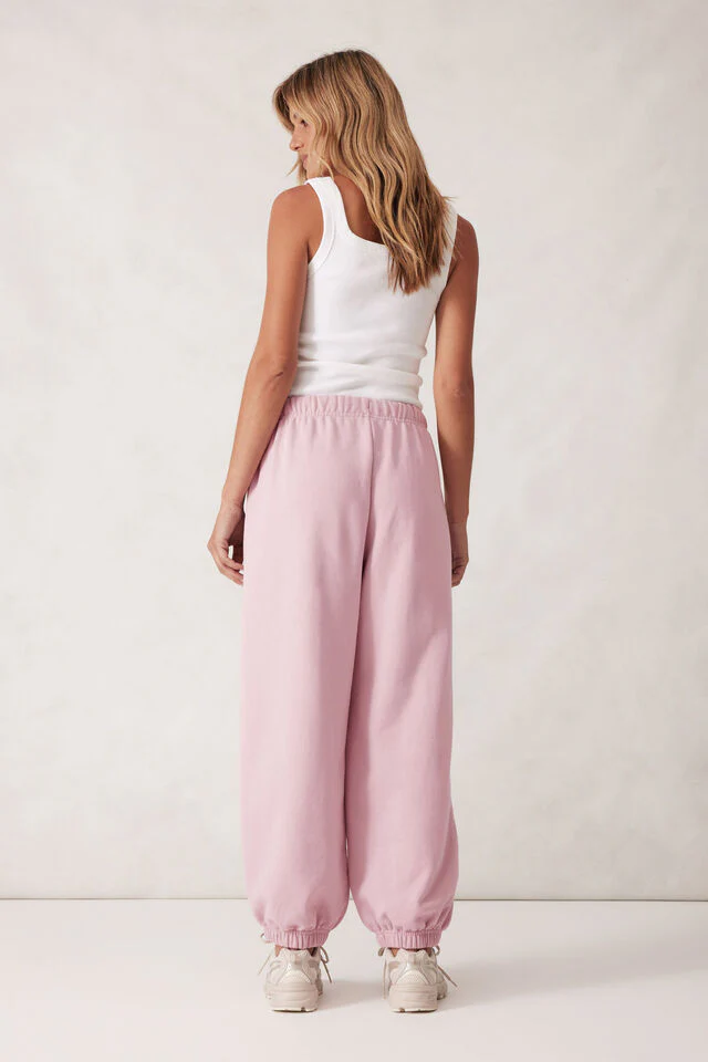 Ceres Life - Barrel Leg Trackpant - Blush Embroidery Logo - Image 4