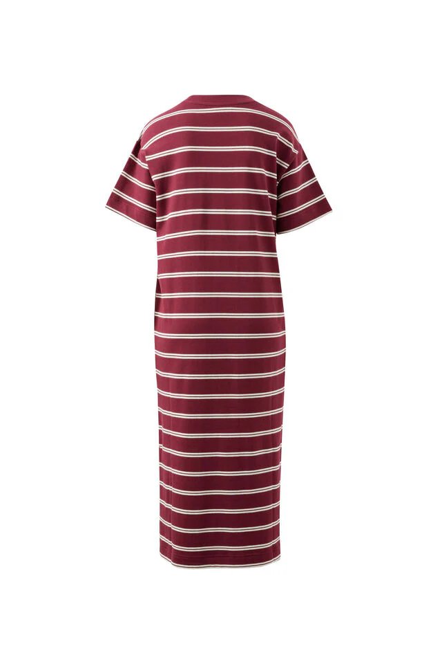 Ceres Life - Charlotte Midi Terry Dress - Burgundy Milk Stripe - Image 5
