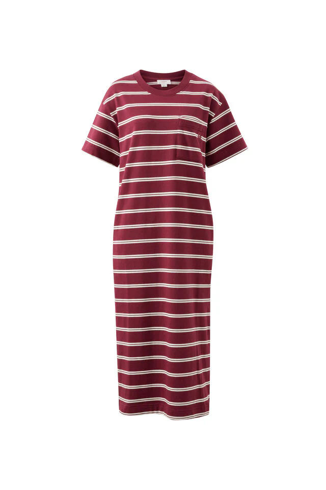 Ceres Life - Charlotte Midi Terry Dress - Burgundy Milk Stripe - Image 6