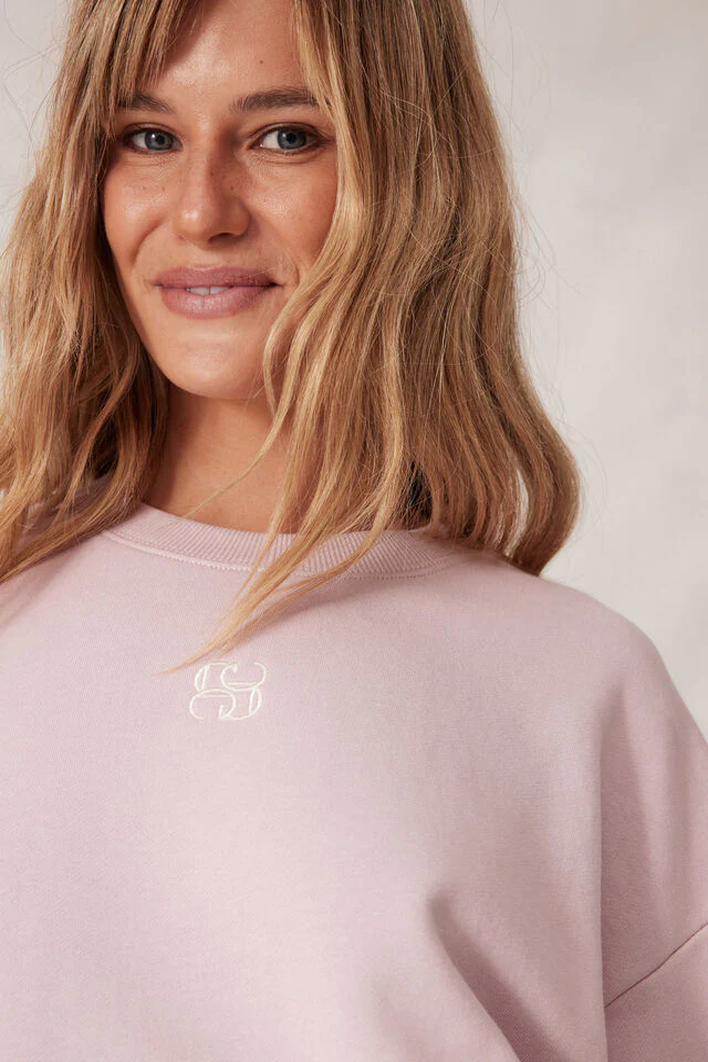Ceres Life - Cropped Slouchy Crew - Blush Embroidery Logo - Image 3