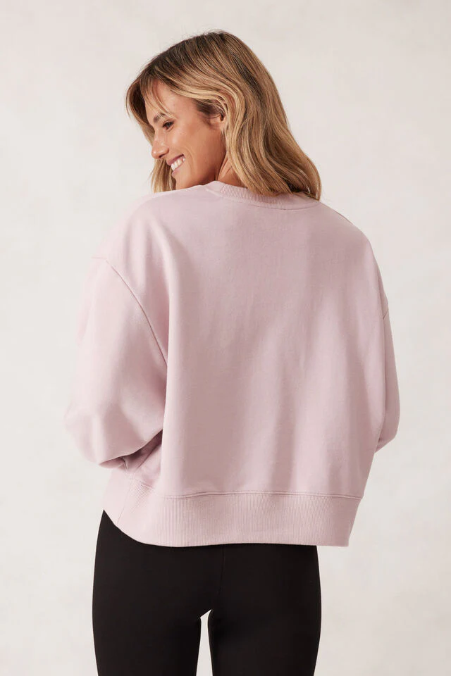 Ceres Life - Cropped Slouchy Crew - Blush Embroidery Logo - Image 4