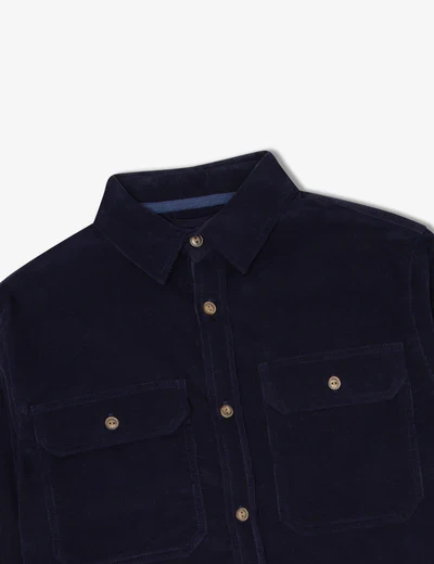 Mr Simple - Sawyer Cord LS Shirt - Navy - Image 4