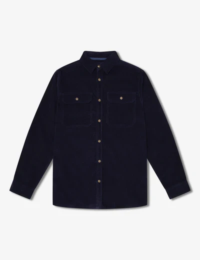 Mr Simple - Sawyer Cord LS Shirt - Navy - Image 5