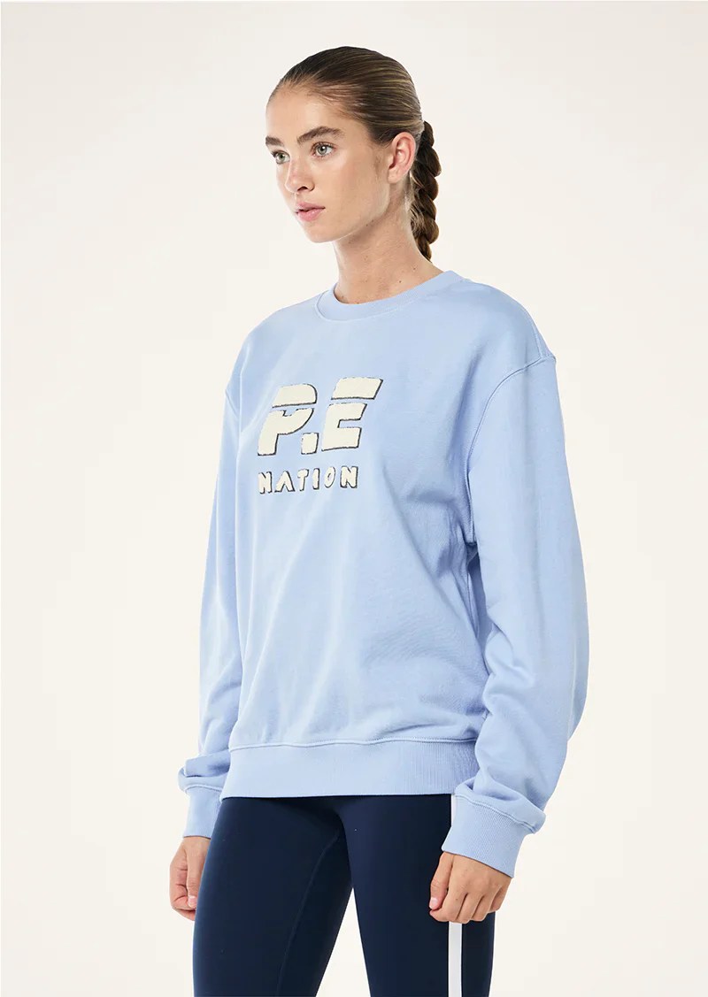 P.E Nation - Heads Up Boucle Sweat - Dusty Blue - Image 3